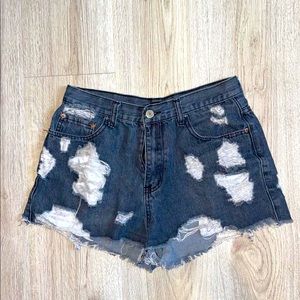 Distressed Denim Shorts
